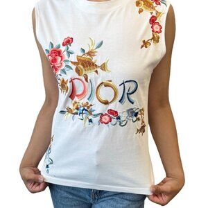 Christian Dior Vintage 2002 Logo Tank Top #42 Gold Fish Multicolor [106323]